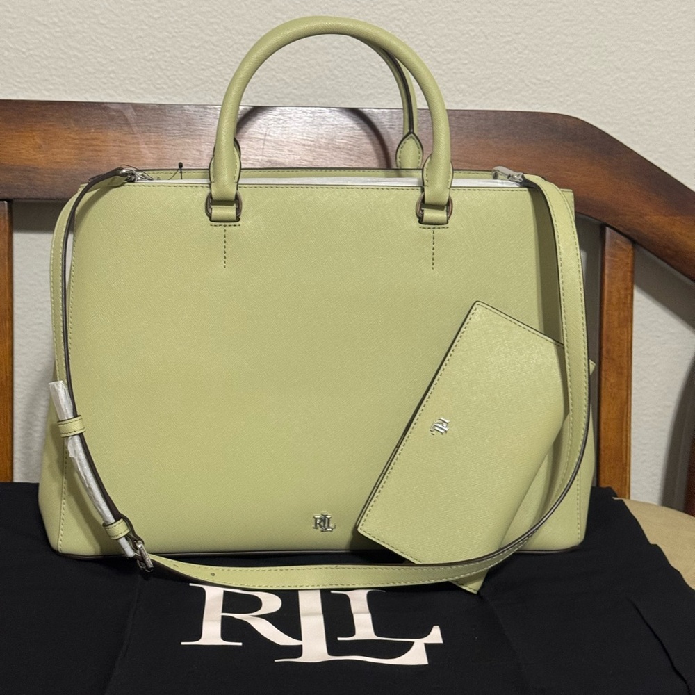 Ralph Lauren Light Green Satchel with Wallet